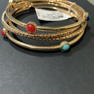 Charter Club Colorful Accented Gold Stack Bracelets